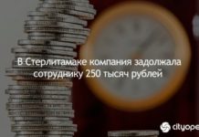 В Стерлитамаке компания задолжала сотруднику 250 тысяч рублей