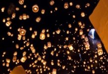 Запуск небесных фонариков желаний