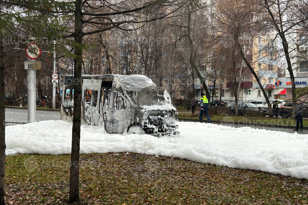 В Стерлитамаке на пр. Октября сгорел микроавтобус - Стерлитамак онлайн